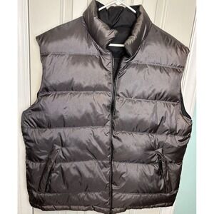 Foot Locker Down Puffer Vest Mens XL  Black Gray Reversible Jacket Winter Pocket